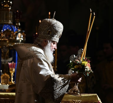 Patriarch Kirill of Moscow and All Russia conducts a service to consecrate the renovated Cathedral of the Nativity of the Blessed Mother of God in Rostov-on-Don, Russia October 27, 2019. REUTERS/Sergey Pivovarov