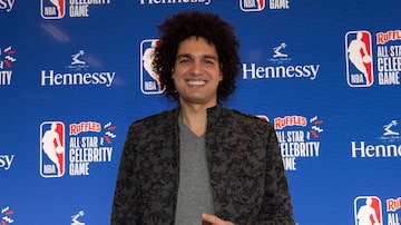 Feb 18, 2022; Cleveland, OH, USA;  Former NBA player Anderson Varejao poses for photographers before the Ruffles NBA All-Star Celebrity Game at the Wolstein Center. Mandatory Credit: Ken Blaze-USA TODAY Sports