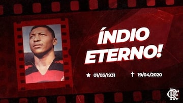 Flamengo lamenta morte do ídolo Índio. Foto: Twitter / Flamengo