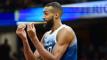 Mar 8, 2024; Cleveland, Ohio, USA;  Minnesota Timberwolves center Rudy Gobert (27) reacts after fouling out during the second half against the Cleveland Cavaliers at Rocket Mortgage FieldHouse. Mandatory Credit: Ken Blaze-USA TODAY Sports