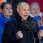 O presidente da Rússia, Vladimir Putin, em discurso após o resultado das eleições russas