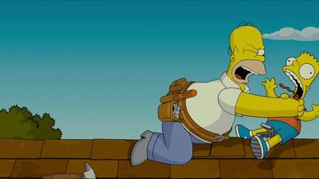 Homer e Bart Simpson em cena do desenho com o clássico esganamento. Foto: 20th Century Studios
