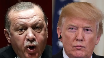 Presidente da Turquia, Recep Tayyip Erdogan, e Donald Trump. Foto: Adem Altan e Saul Loeb/ AFP