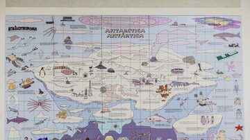 Painel de 'Transbordamento: Mapa Universal', de Rikke Lutter. Foto: GABRIELA BILÓ/ESTADÃO