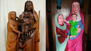 A Espanha teve mais uma restauração malsucedida: estátua da Virgem Maria do século 15 ganhou cores vibrantes em capela na região de Asturias. Foto: DSF/AFP