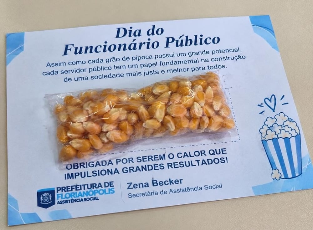 Prefeitura de Florianópolis dá milho de pipoca em ‘homenagem’ a servidores e vira piada nas redes