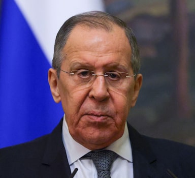 FILE PHOTO: Russia's Foreign Minister Sergei Lavrov speaks during a news conference following talks with the United Arab Emirates' Foreign Minister Sheikh Abdullah bin Zayed Al Nahyan in Moscow, Russia March 17, 2022. REUTERS/Evgenia Novozhenina/Pool/File Photo