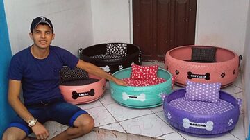 Amarildo Silva ganha de R$ 2 mil a R$ 5 mil por mês com as vendas e sempre procura ajudar cachorros em situação de rua. Foto: Facebook / Amarildo Silva