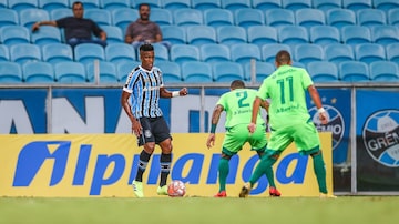 Bruno Cortez durante empate do Grêmio com o Juventude. Foto: Lucas Uebel/Grêmo FBPA