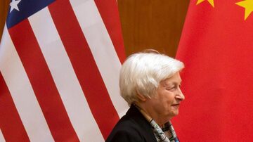 A secretária do Tesouro dos EUA, Janet Yellen, durante visita à China