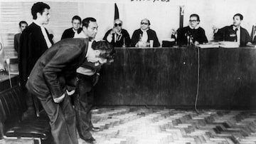 Imagem do julgamento de Doca Street no Fórum de Cabo Frio, no Rio. Foto: Plinio Santos/Estadão - 10/1979