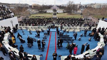 O palco da inauguraçãodeJoe Biden como 46º presidente dos EUA,no Capitólio deWashington. Foto: REUTERS/Jim Bourg