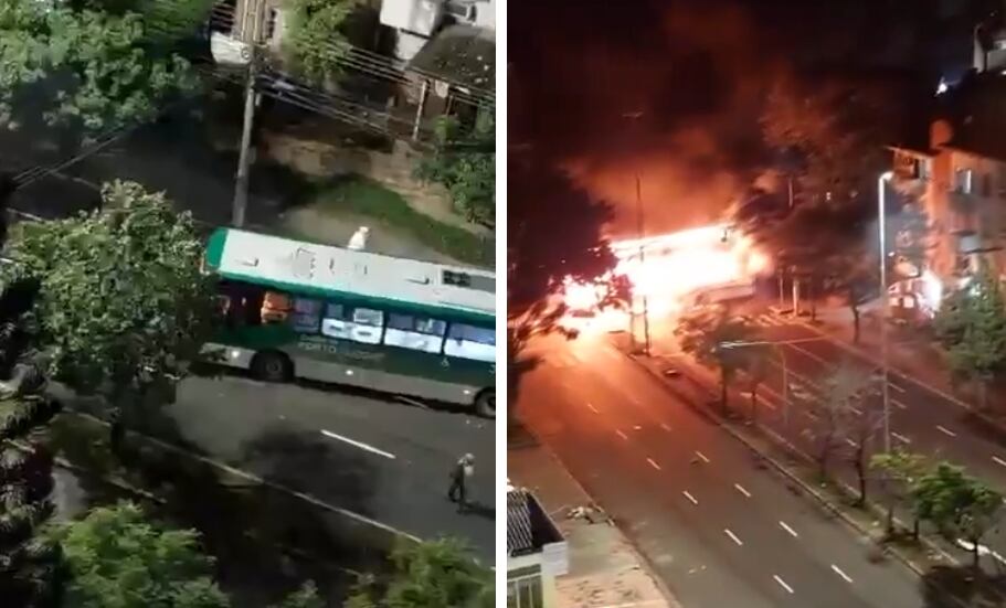 Ônibus incendiados em Porto Alegre neste domingo, 19 de maio de 2024