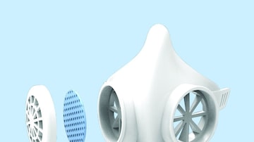 Protótipo da máscara reutilizável Oto, desenvolvida pela startup Nanox e pela indústria de brinquedos Elka. Foto: Reprodução/Nanox