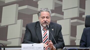 Presidente do São Paulo Futebol Clube, Julio Casares, em pronunciamento durante CPI da Manipulação de resultados. Foto: Pedro França/Agência Senado