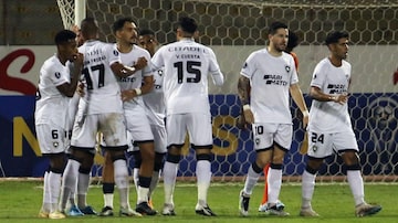 Botafogo's players celebrate after scoring a goal during the Copa Sudamericana group stage second leg football match between Peru's Universidad Cesar Vallejo and Brazil's Botafogo at the Mansiche stadium in Trujillo, Peru, on May 25, 2023. (Photo by Celso Roldan / AFP). Foto: Celso Roldan / AFP