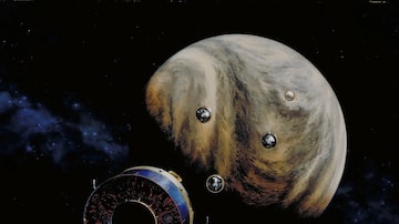 Arte tenta recriar aespaçonave Pioneer Venus 2, da Nasa, e quatro sondas atmosféricasque foram lançadas para aprender mais sobre a atmosfera de Vênus. Foto: Paul HudsonNASA via The New York Times