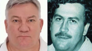 O 'Escobar brasileiro', major Carvalho, ao lado do verdadeiro Pablo Escobar, narcotraficante colombiano morto em 1993. Foto: Reprodução TV Bandeirantes - Reuters