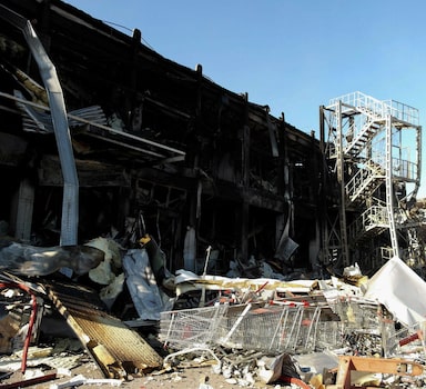 A site of a shopping centre destroyed by shelling is pictured amid Russia's invasion of Ukraine, in Odesa, Ukraine, May 10, 2022. REUTERS/Igor Tkachenko 