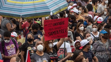 Servidores protestam contra a reforma da Previdência municipal, na quarta-feira, 14. Foto: TABA BENEDICTO / ESTADÃO