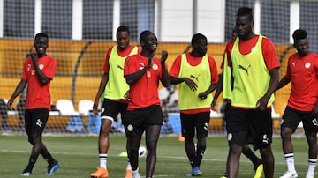 Jogadores do Senegal durante treino para a Copa do Mundo. Foto: Issouf Sanogo/AFP
