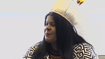 Ministra dos Povos Indígenas, Sonia Guajajara, durante a apresentação na 10º edição da Brazil Conference. Foto: Reprodução/Brazil Conference/Estadão