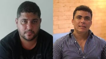 André de Oliveira Macedo, o André do Rap, e seu advogado,  Áureo Tupinambá de Oliveira Fausto Filho. Foto: Polícia Civil de SP e @aureo.tupinamba via Instagram