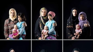A obra 'Mãe, filha e boneca', da fotógrafa Boushra Almutawakel. Foto: Reprodução Instagram/@boushraart
