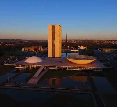 Vista aérea do prédio do Congresso Nacional.
