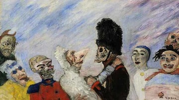'Squelette arrêtant masques', quadro de Ensor. Foto: Reprodução