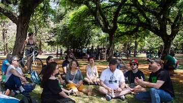 Integrantes do fórum durante reunião no Parque do Ibirapuera em 2019; decisões do grupo são tomadas de forma horizontal, em conjunto. Foto: Mila Maluhy