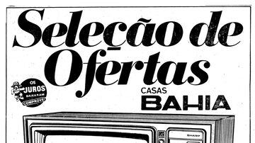Anúncio deTV Sharp nas Casas Bahiano Estadão de 27/6/1982. Foto: Acervo/ Estadão
