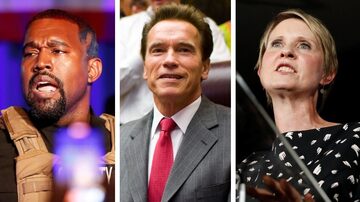 Kanye West, Arnold Schwarzenegger e Cynthia Nixon. Foto: Randall Hill / Max Whittaker / Caitlin Ochs  | Reuters