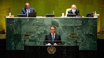 O presidente Jair Bolsonaro durante o discruso na abertura da76ª Assembleia Geral da ONU. Foto: Alan Santos/PR