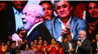 Lula discursa na festa do 43° aniversario do PT, no dia 13, em Brasília         . Foto: Wilton Junior / Estadão