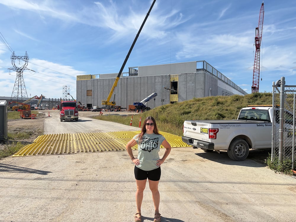 Darcie Odum, ativista do Conserve Ohio, durante um tour pelos data centers em New Albany