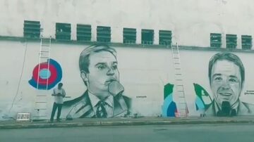 Mural em homenagem a Gugu Liberato feito pelo artista plástico Paulo Terra. Foto: Instagram/@pauloterraartes