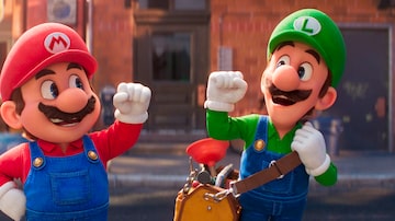 Cena do filme Super Mario Bros, com Mario (voz de Chris Pratt) e Luigi (Charlie Day). Foto: Nintendo / Universal Studios / AP