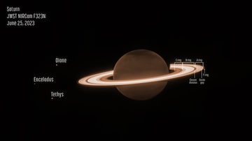 Nasa divulga imagem de Saturno com seu anel brilhante e algumas de suas luas. Captura foi feita pelo telescópio James Webb. Foto: NASA, ESA, CSA, STScI, M. Tiscareno (SETI Institute), M. Hedman (University of Idaho), M. El Moutamid (Cornell University), M. Showalter (SETI Institute), L. Fletcher (University of Leicester), H. Hammel (AURA); image processing by J. DePasquale (STScI)