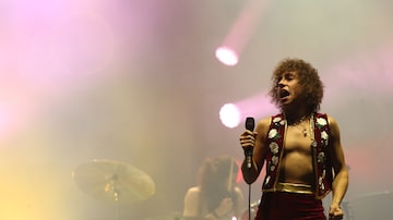 O vocalista Josh Kizska, da banda Greta Van Fleet, durante show no Lollapalooza 2019. Foto: Serjão Carvalho/Estadão