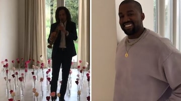 Kenny G e Kanye West em surpresa para Kim Kardashian no Valentine's Day. Foto: Instagram / @kimkardashian