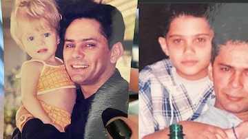 Lyandra e Thiago Costa publicaram fotos da infância ao lado do pai, o cantor Leandro. Foto: Instagram / @lyandramotacosta I Instagram / @thicosta