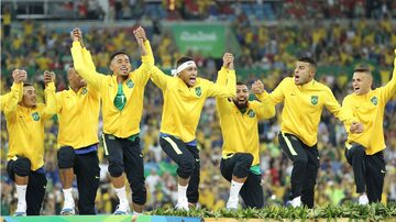 Seleção brasileira masculina de futebol campeã nas Olimpíadas de 2016, no Rio. Foto: Daniel Teixeira/ Estadão