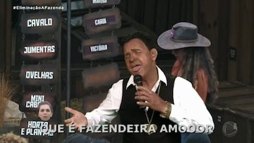 O humorista Carioca faz uso da técnica blackfaceem quadro de 'A Fazenda 12'. Foto: Reprodução de 'A Fazenda 12' (2020) / Record TV