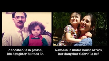 Vídeo da campanha da Anistia Internacional morstra Elikaainda criança, com seu pai Anoosheh Ashoori, e Gabriella com sua mãe, Nazanin Zaghari-Ratcliffe. Foto: Anistia Internacional 