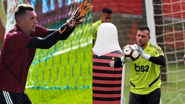 Armani e Diego Alves podem definir o título da Copa Libertadores. Foto: Cris Bouroncle/AFP e Wilton Junior/Estadão