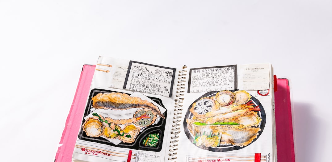 Caderno de Itsuo Kobayashi, ex-chef, que retratou todas as suas refeições ao longo de três décadas. Foto: Kushino Terrace