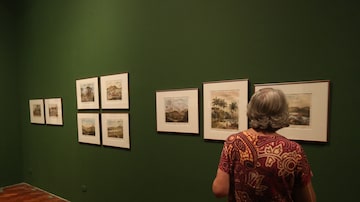 Visitante observa obras de Rugendas na exposição sobre o artista na Caixa Cultural São Paulo. Foto: Alex Silva/Estadão