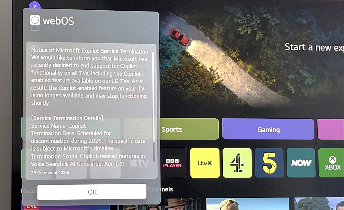 Microsoft vai aposentar o Copilot de Smart TVs, avisa LG