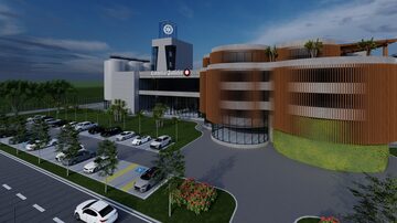 Projeto 3D da nova fábrica da Estrella Galicia, que será construída em Araraquara (SP);unidade será a primeira da companhia fora da Espanha. Foto: Divulgação/InvestSP